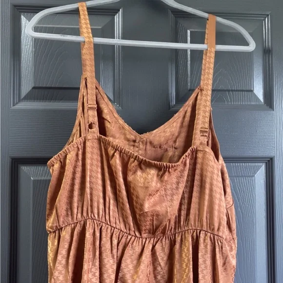 NWT Gold-Orange Slip Cami Dress w/ Lace Trim - Picture 3 of 5